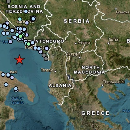4 8 по Рихтер разклати Западните Балкани преди минути Земетресението е регистрирано