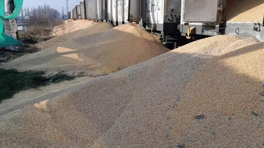Неидентифицирани лица изхвърлиха 160 тона украинска царевица от влак в Полша