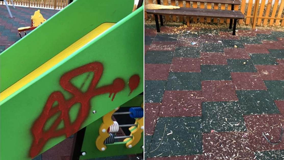 Младежи редовно замърсяват детска площадка в Габрово СНИМКИ