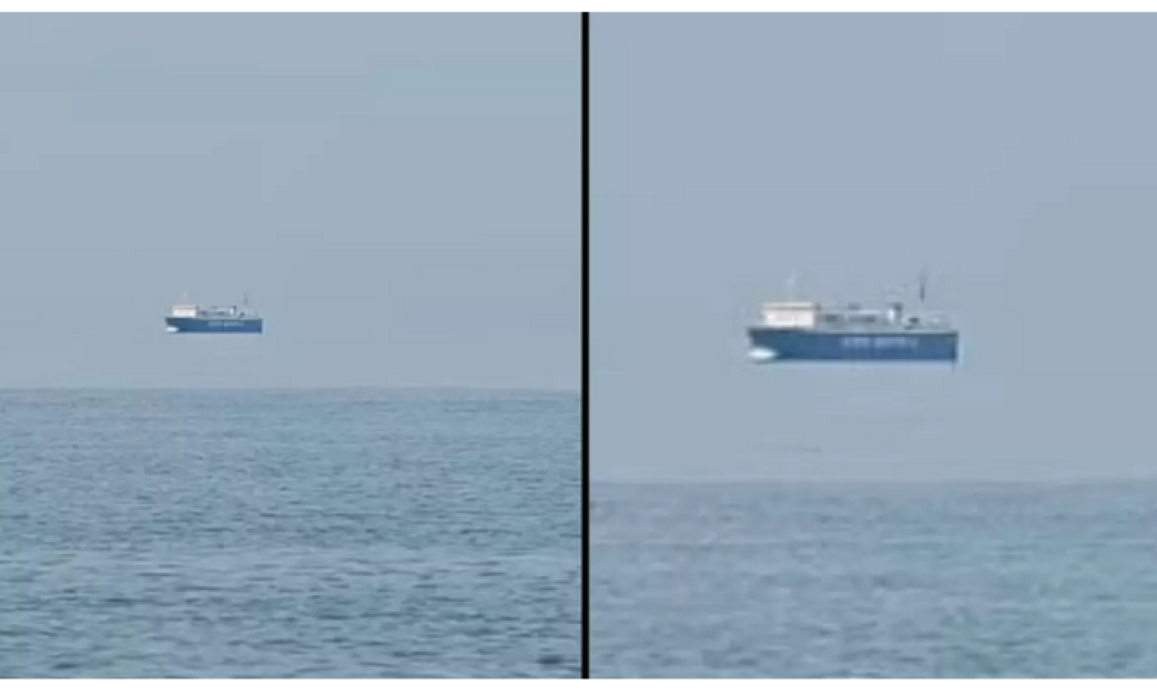 В Гърция е забелязан кораб, който сякаш се носи над