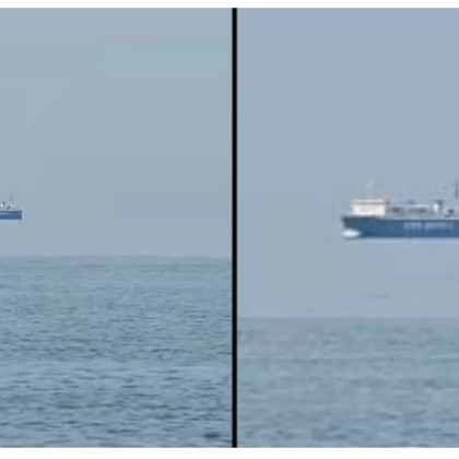 В Гърция е забелязан кораб който сякаш се носи над