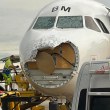 Градушка изпочупи носа и прозорците на самолет