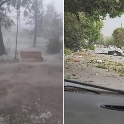 Силна буря причини щети в Казанлък, градушка удари Шипка СНИМКИ+ВИДЕО