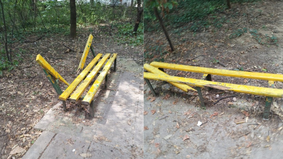 Стари, изгнили и изпочупени: това са пейките в парк в София СНИМКИ