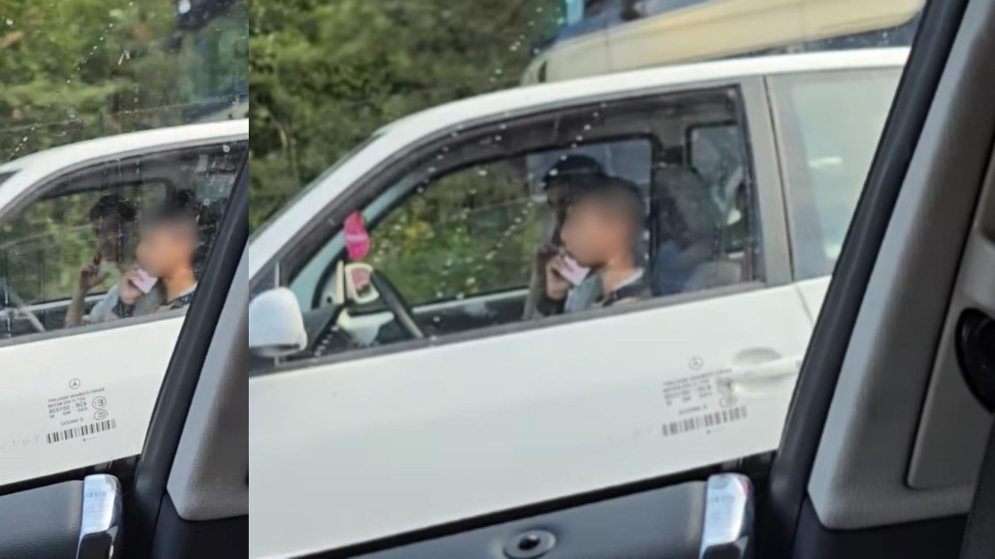 Видимо непълнолетен кара кола, говори и по телефона ВИДЕО