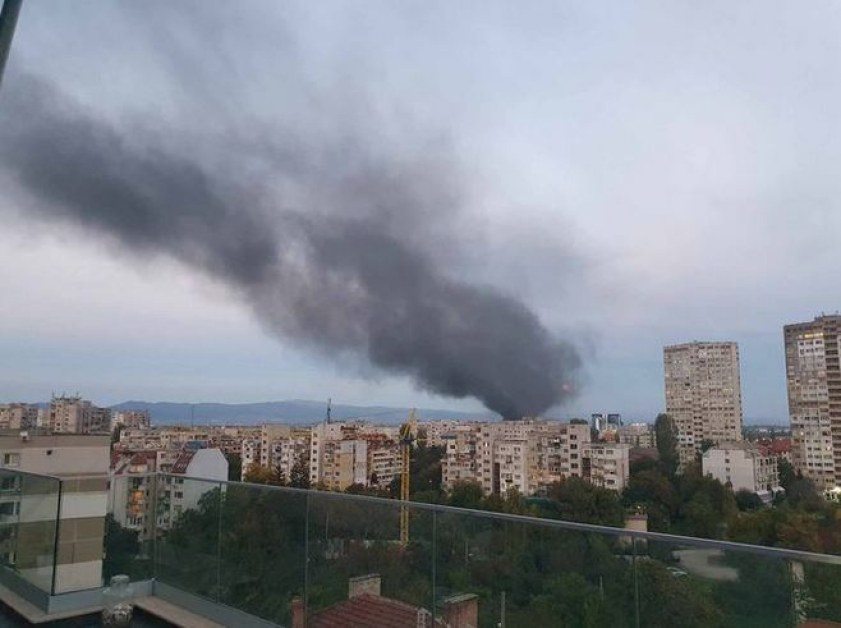 Пожар избухна в София, гъст пушек се изви в небето СНИМКИ