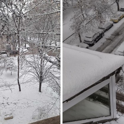 Сняг вали на много места в страната Бели снежинки се