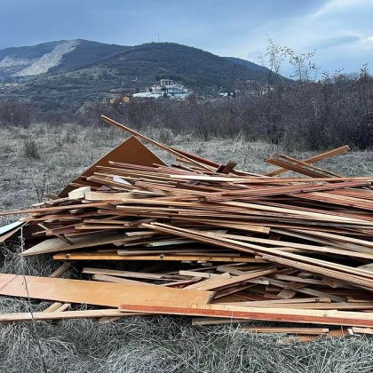 Огромен куп със стара дървесина се появи на полянка край