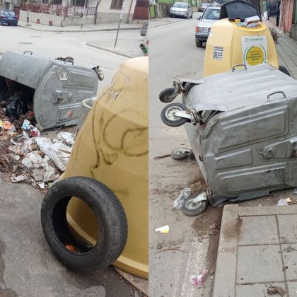 Мъж от Асеновград показа преобърнат контейнер за отпадъци в града Евала