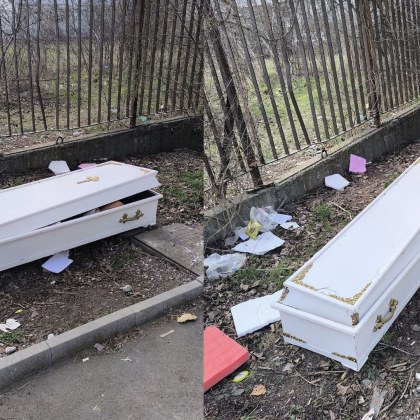 Кой си изхвърли ковчега пред училището Това се питат и потребителите