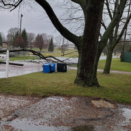 Дъжд градушки силни ветрове в щатите Мичиган Уисконсин Индиана и