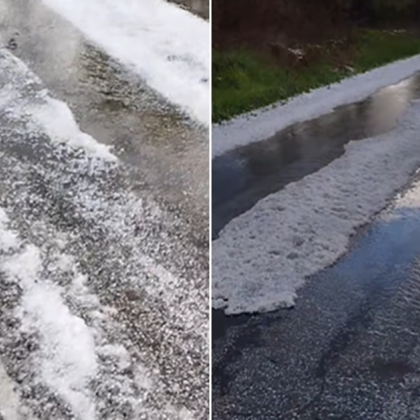 Кратка но интензивна градушка изненада жителите на град Баня община