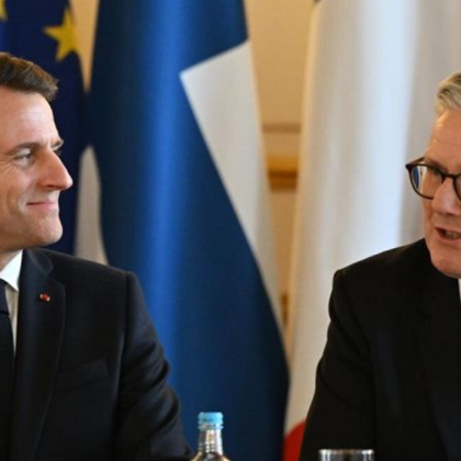 Министър председателят на Великобритания Киър Стармър и френският президент Еманюел Макрон