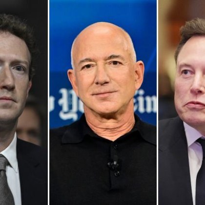 Трима американски предприемачи Илон Мъск Джеф Безос и Марк Зукърбърг