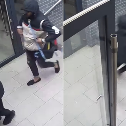 Двама неизвестни мъже единият от които с маска на лицето