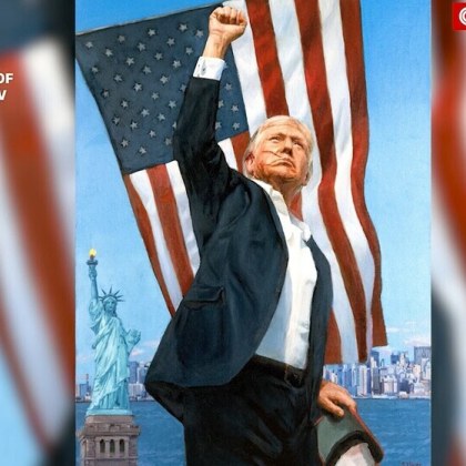 Руският художник Никас Сафронов показа на CNN нарисувания от него портрет на