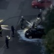 Кола изгоря на паркинг в София ВИДЕО