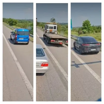 Тежък трафик колона от коли всички чакат – освен някои