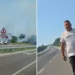 Скандал при горяща нива край Димитровград: Мъж се скара на журналист, поиска телефона му СНИМКИ+ВИДЕО