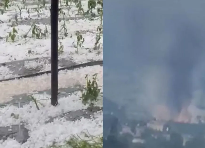 Пожар и мощна градушка връхлетяха Благоевградско! ВИДЕА