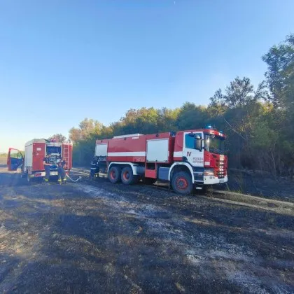 Пожар горя в нива в Пловдивско СНИМКИ