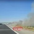 Избухна пожар на АМ Тракия, има задимяване СНИМКИ