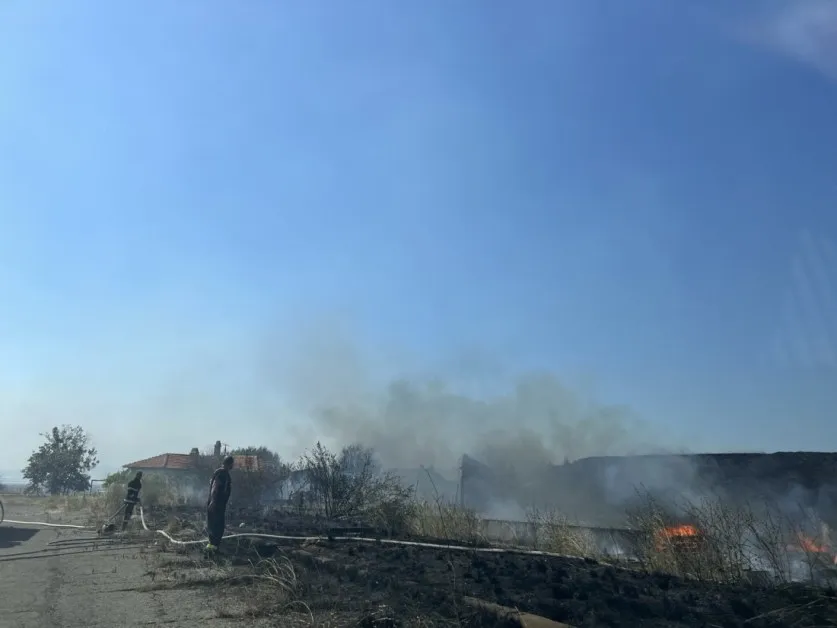 Пожар се запали до Летище Бургас СНИМКИ