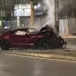 Младежи с луксозен автомобил се забиха в стълб след дрифт в София ВИДЕО