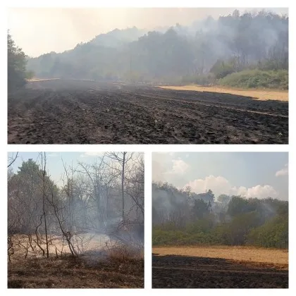 Огромен пожар бушува безконтролно между селата Граничак и Дъбравка край