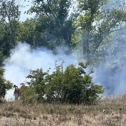 Пожар избухна край плаж до Созопол, плажуващи гасиха огъня СНИМКИ