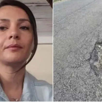 Обрат с глобата на шофьорката, спукала гума в дупка на пътя