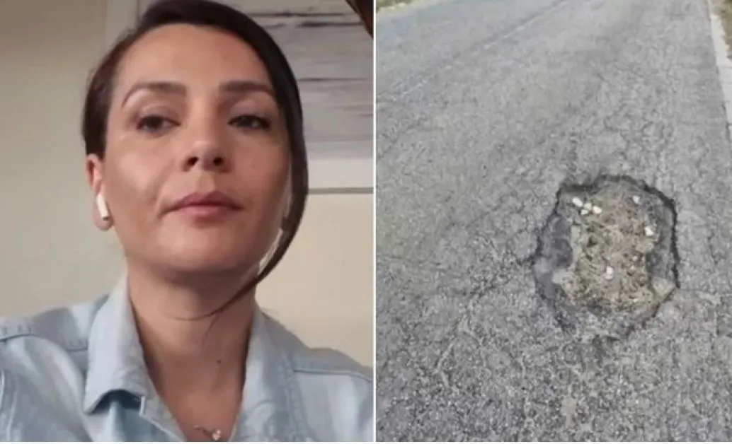 Обрат с глобата на шофьорката, спукала гума в дупка на пътя