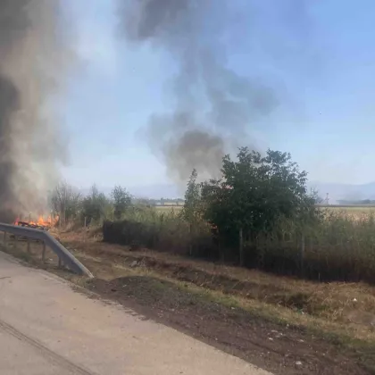 Пожарът край 86 ия км на автомагистрала Тракия който избухна по рано