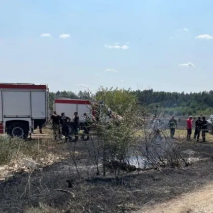 Пожар в сухи треви на голяма площ бушува в района