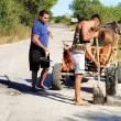 С каручка и лопати: Двама пълнят дупките край родно село ВИДЕО