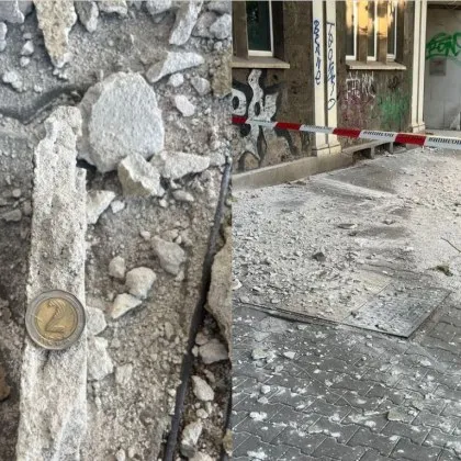 Огромно парче мазилка рухна върху двегодишно дете в София СНИМКИ