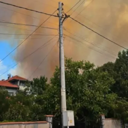 Голям пожар избухна край Българово Огънят вече навлезе във вилната зона