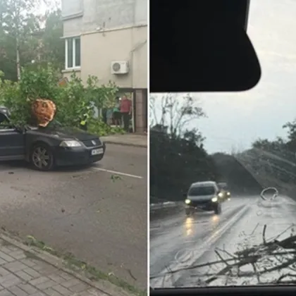 Силна буря с пороен дъжд ураганен вятър и гръмотевици връхлетя