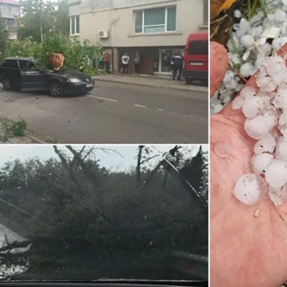 Силна буря с пороен дъжд ураганен вятър и гръмотевици връхлетя