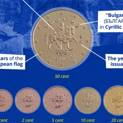 Председателката на Европейската централна банка Кристин Лагард показа българските евромонети с номинал