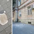 Опасно! Мазилка пада по тротоар в Димитровград СНИМКИ