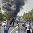 Автобус избухна в пламъци във Варненско СНИМКИ