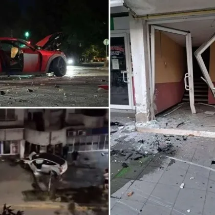Меле в Асеновград: Сблъскаха се две коли, едната се вряза във входа на блок