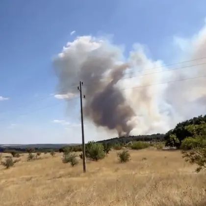 Голям пожар избухна край хасковските села Лисово Младиново и Костур Пожарните