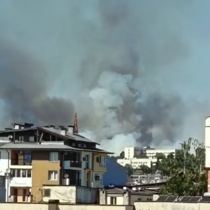Пожар гори във Велико Търново Огънят е обхванал сухи треви
