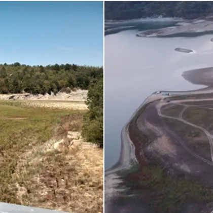 Нивото на язовир Йовковци е спаднало драстично показват кадри заснети