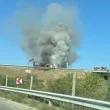 Камион гори на АМ „Струма" СНИМКИ