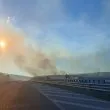 Пожар край „Хемус" покри магистралата с дим