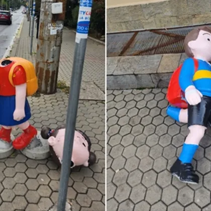 Поставиха фигури на деца за безопасност в София, ден по-късно ги "осакатиха" СНИМКИ