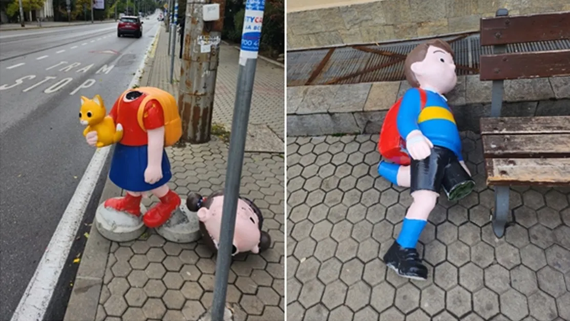 Поставиха фигури на деца за безопасност в София, ден по-късно ги "осакатиха" СНИМКИ